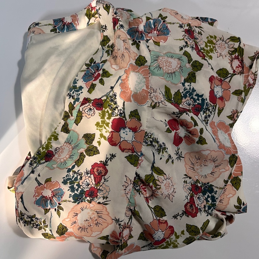DR2 by Daniel Rainn – Ruffle Sleeve Tie Waist Dress IVORY FLORAL/ Women’s 2X